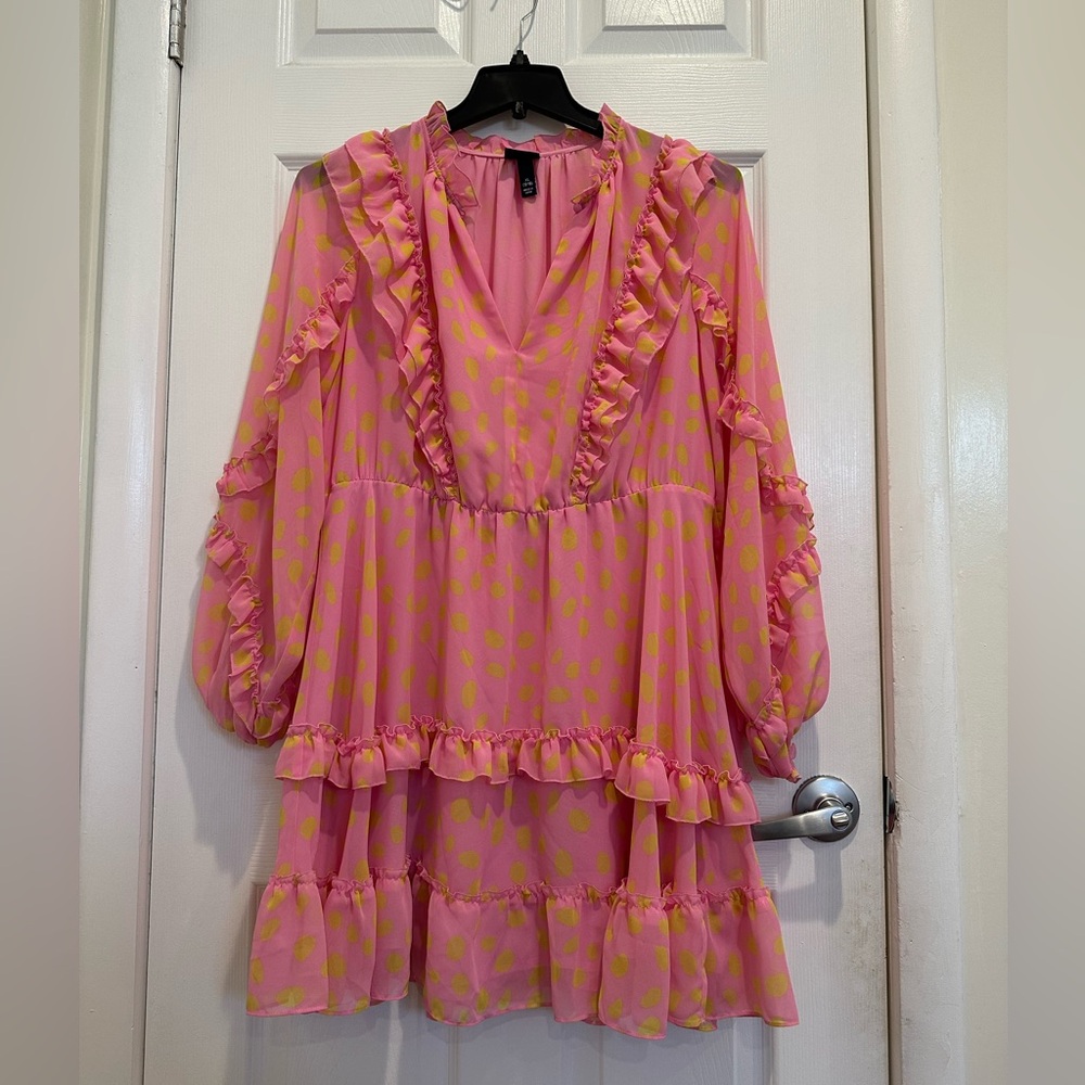 Scoop Pink Ruffled Dress